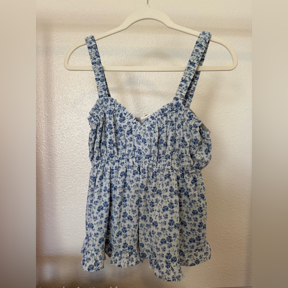 Chic Blue Floral Camisole Top